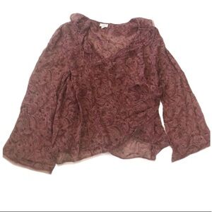 J.Jill sheer silk wrap blouse top sz Medium